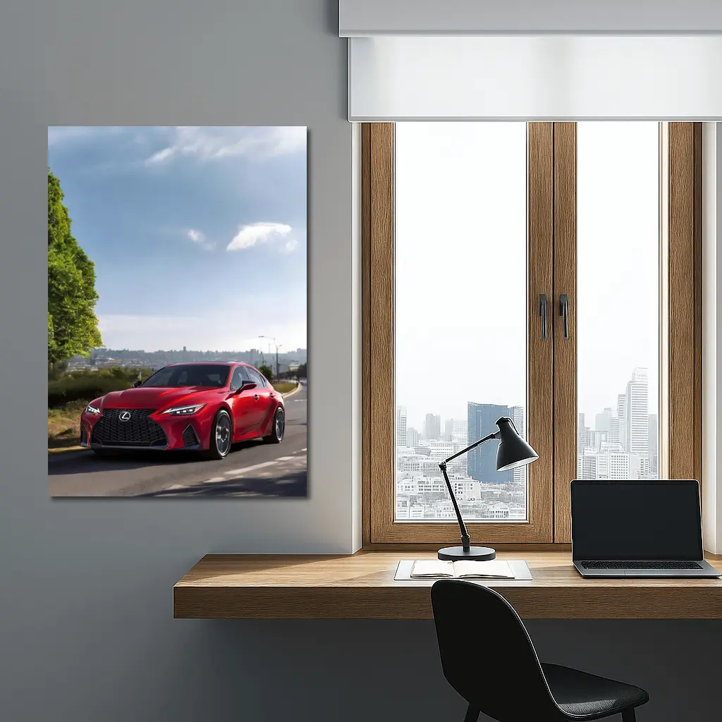 Red Lexus IS Sport Sedan On Road – Wall Art