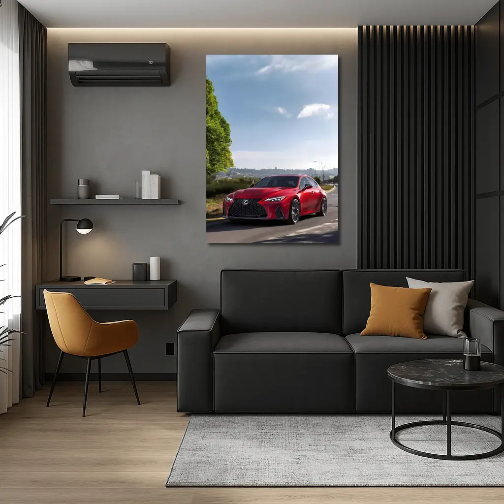Red Lexus IS Sport Sedan On Road – Wall Art