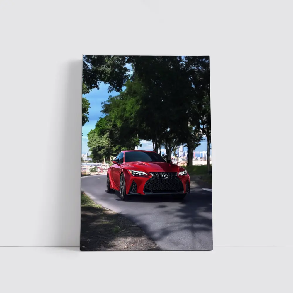 Red Lexus IS Sport Sedan on Road – Wall Art