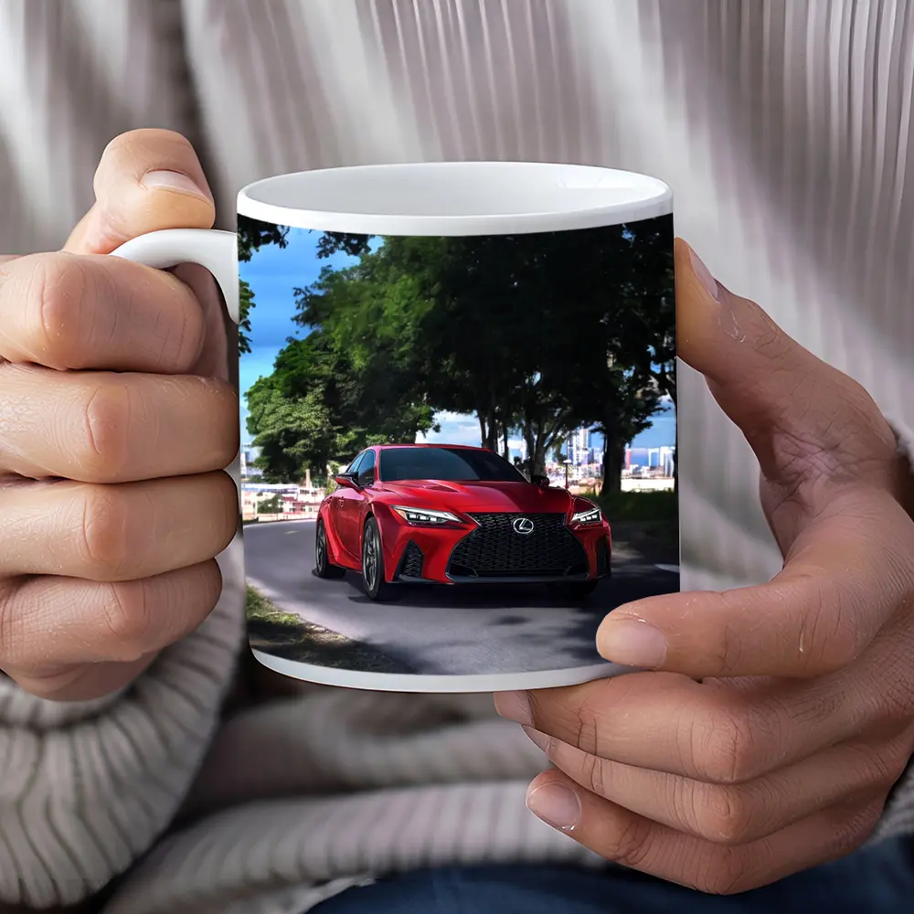 Red Lexus IS Sport Sedan on Road – Mugs