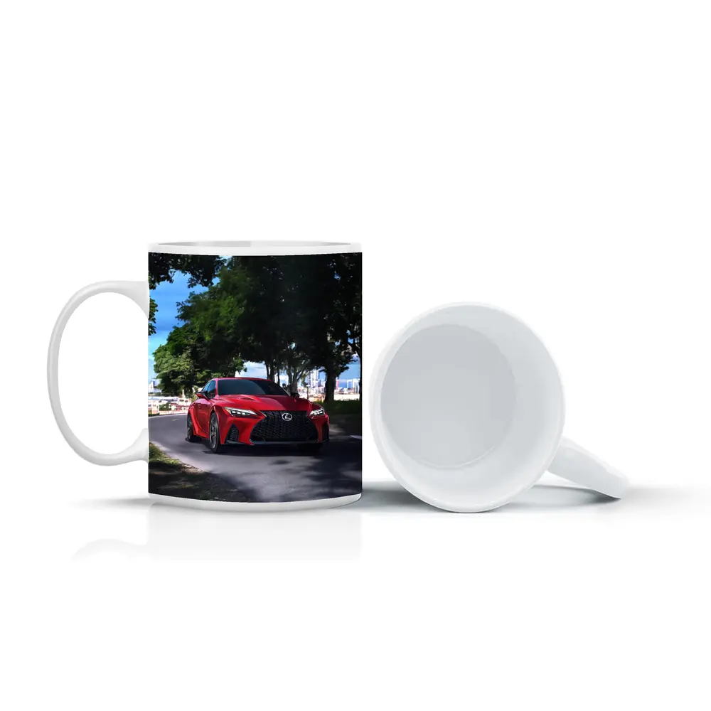 Red Lexus IS Sport Sedan on Road – Mugs