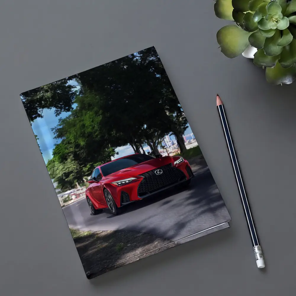 Red Lexus IS Sport Sedan on Road – Notebooks