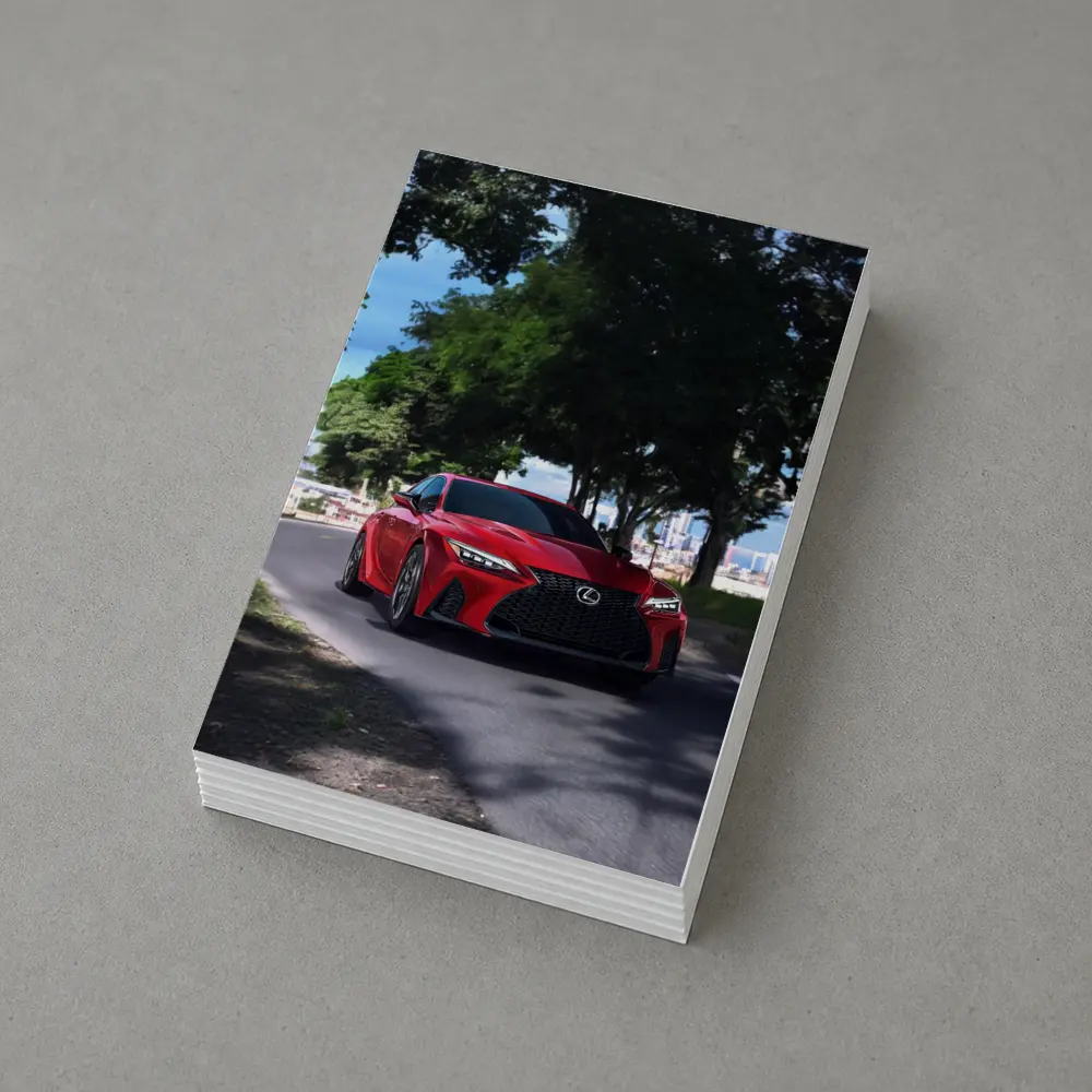 Red Lexus IS Sport Sedan on Road – Postcards
