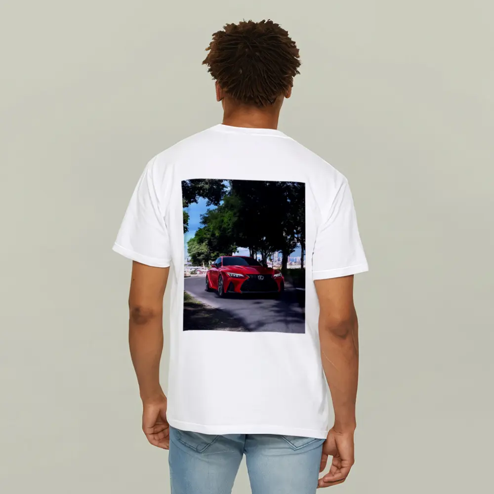 Red Lexus IS Sport Sedan on Road – T-Shirts