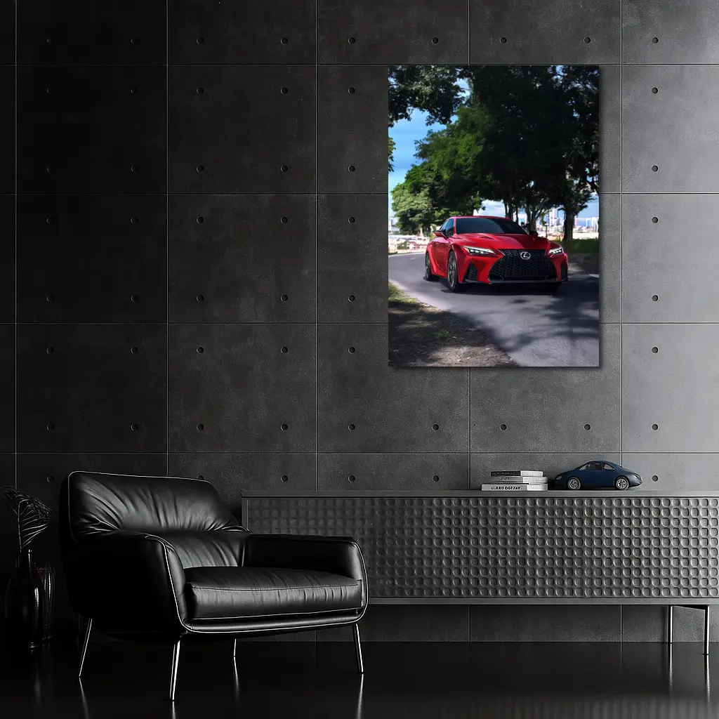 Red Lexus IS Sport Sedan on Road – Wall Art