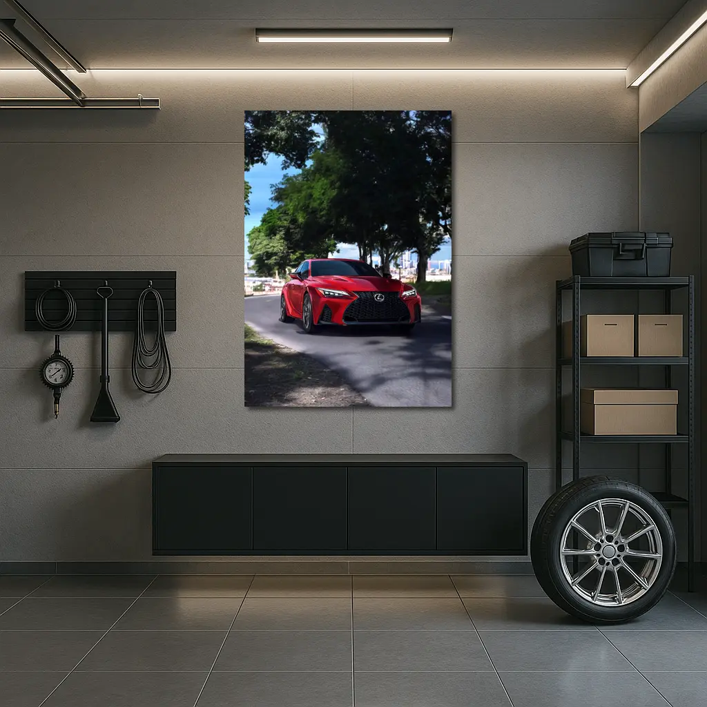 Red Lexus IS Sport Sedan on Road – Wall Art