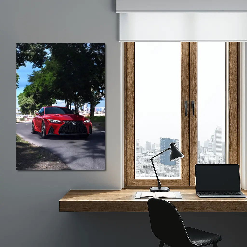 Red Lexus IS Sport Sedan on Road – Wall Art