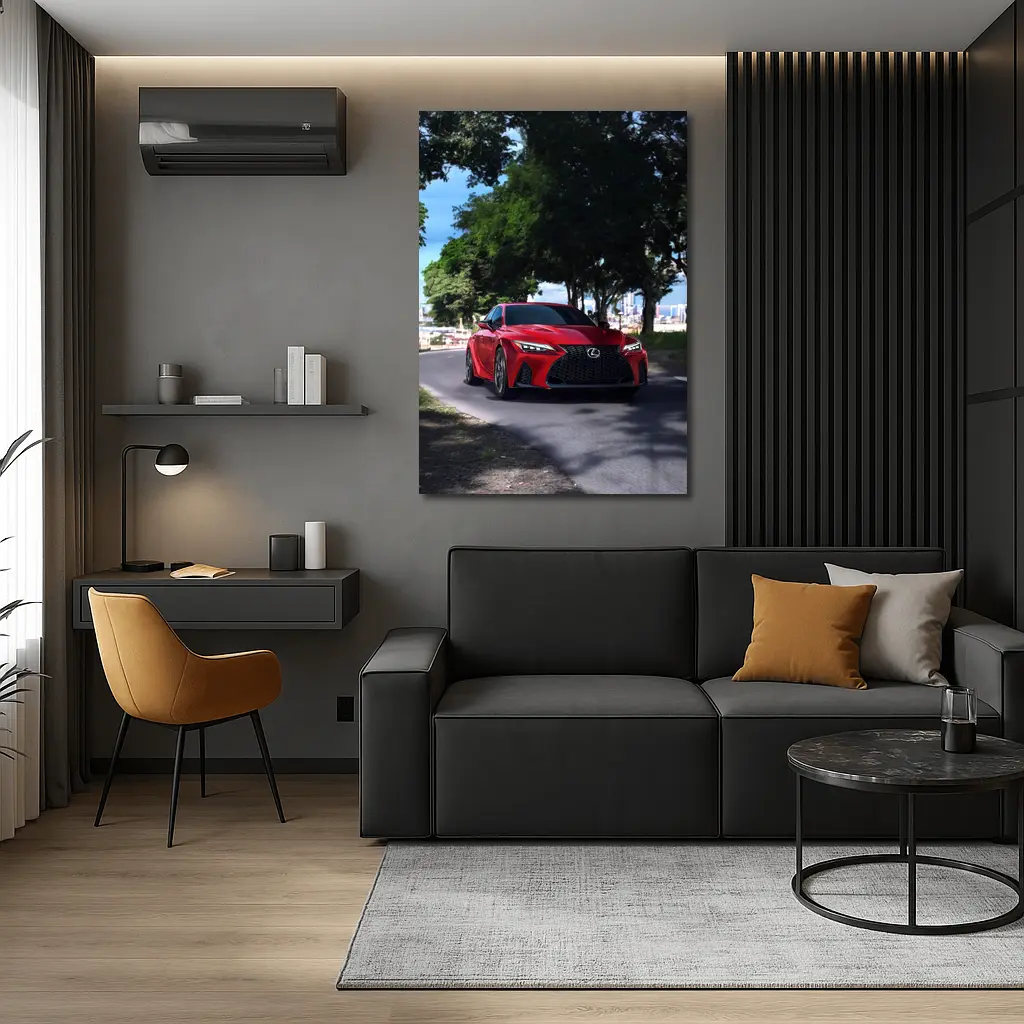 Red Lexus IS Sport Sedan on Road – Wall Art