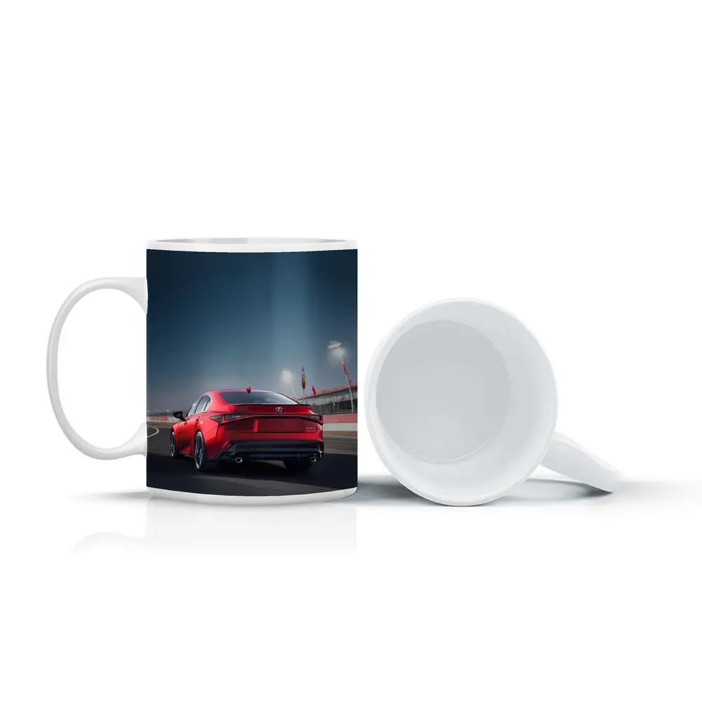 Lexus IS Red Sedan On Racing Track – Mugs