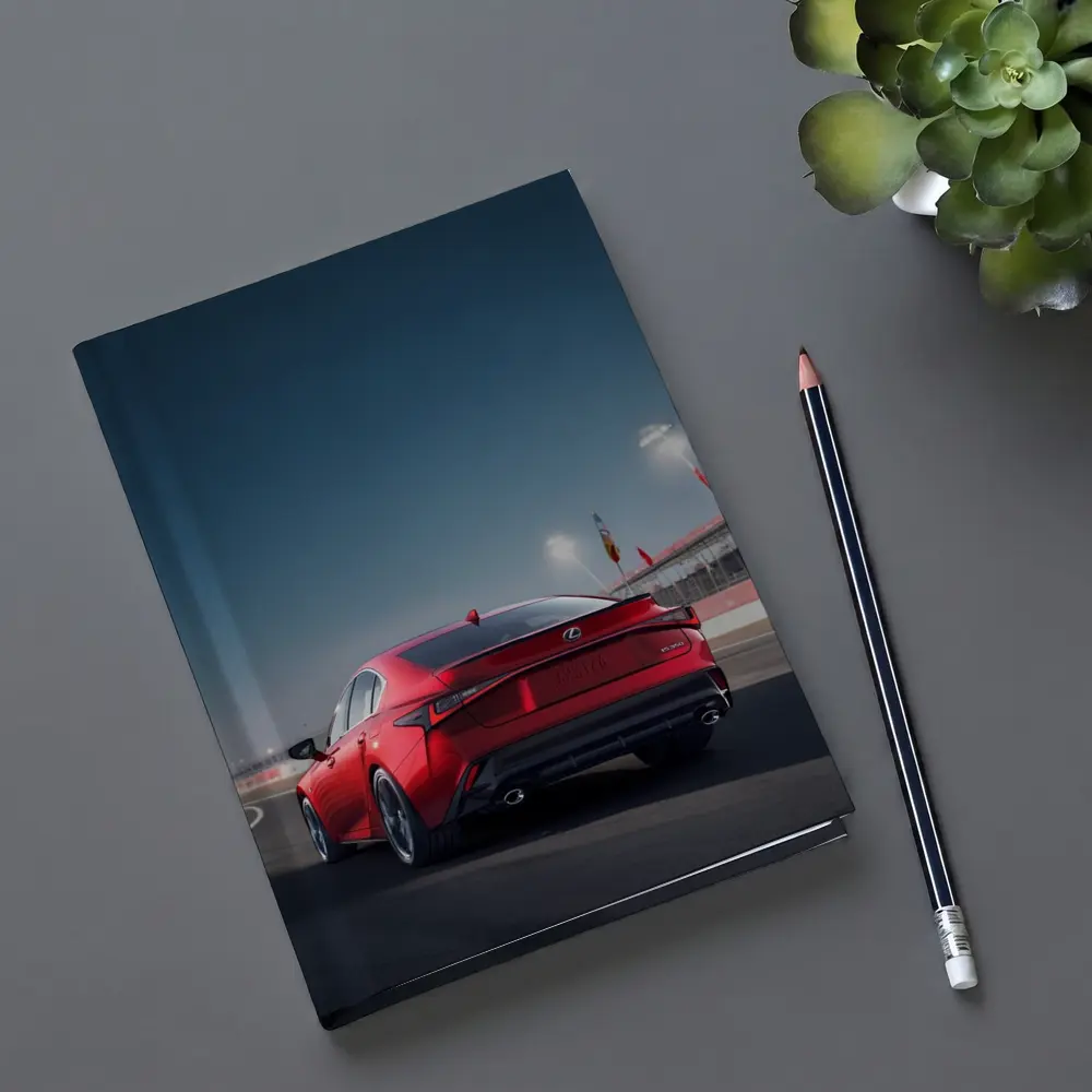 Lexus IS Red Sedan On Racing Track – Notebooks