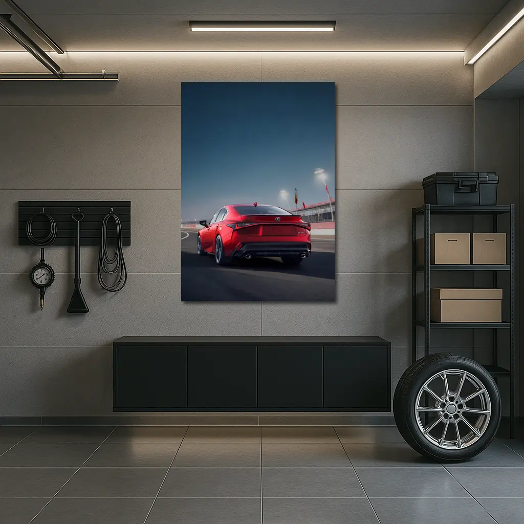 Lexus IS Red Sedan On Racing Track – Wall Art