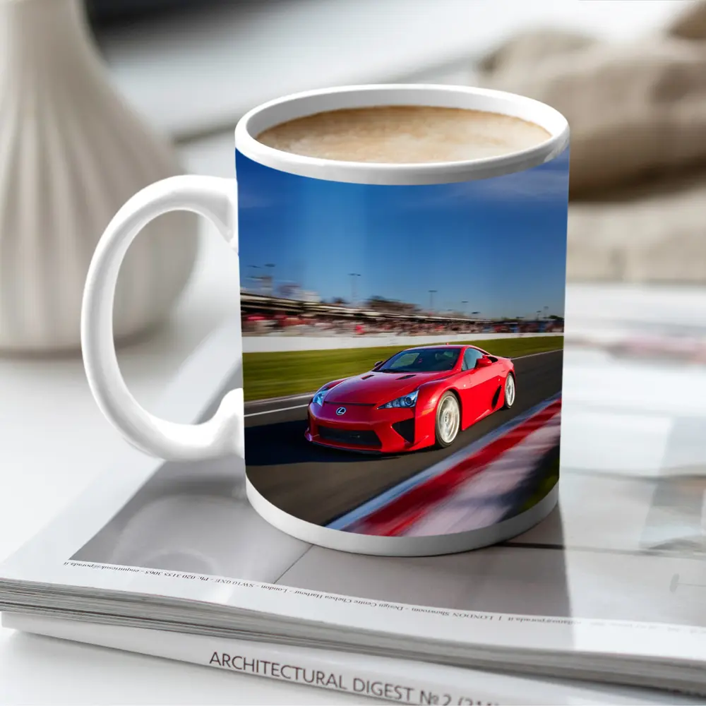 Lexus LFA Red Racing on Track – Mugs