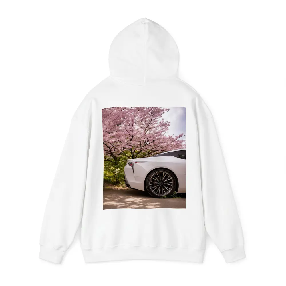 Lexus LC White Car Cherry Blossom Trees – Hoodies