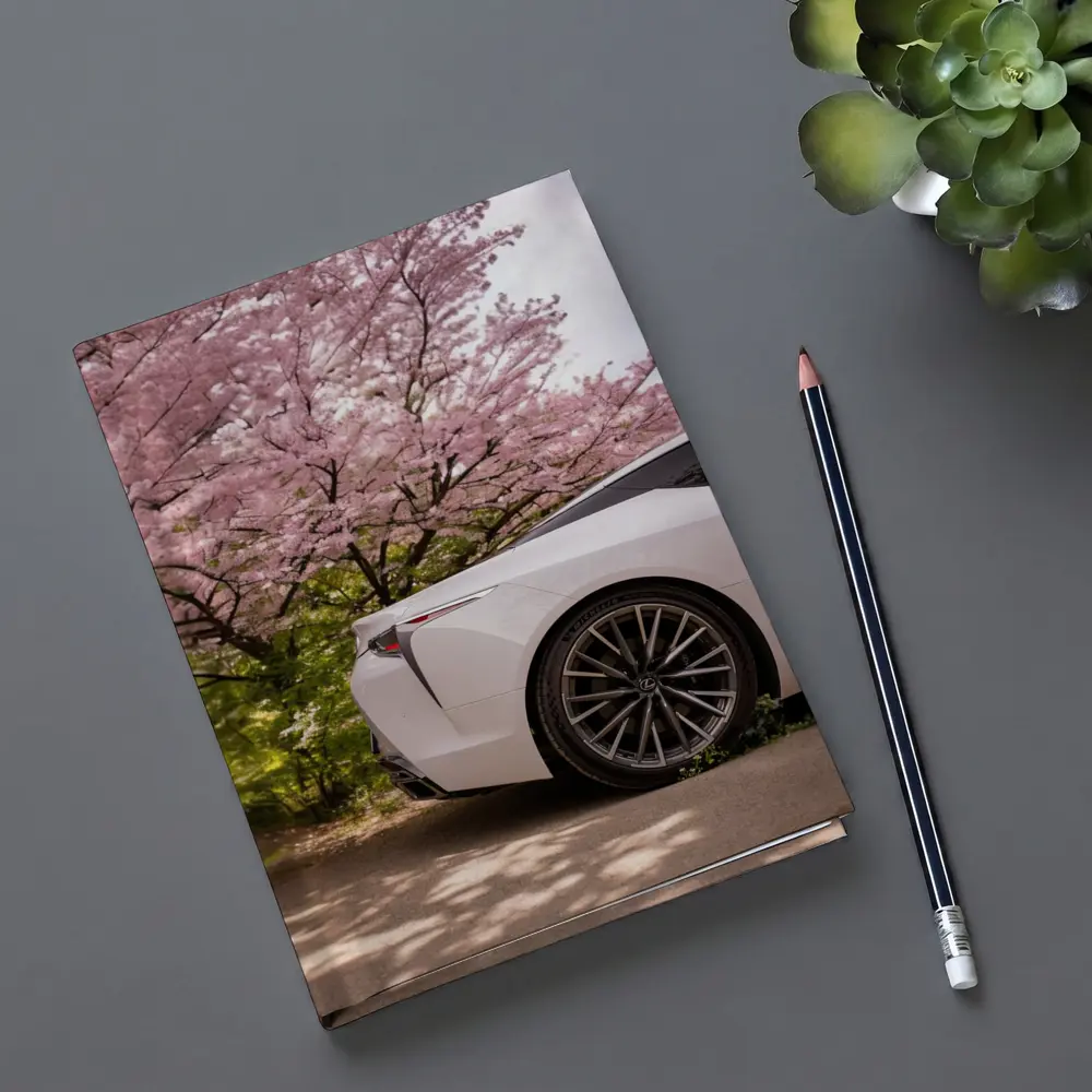 Lexus LC White Car Cherry Blossom Trees – Notebooks