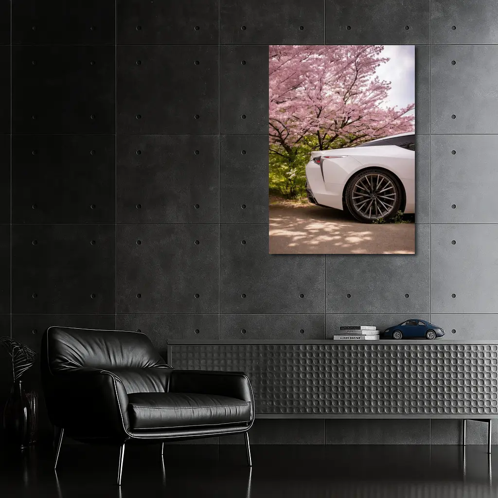Lexus LC White Car Cherry Blossom Trees – Wall Art