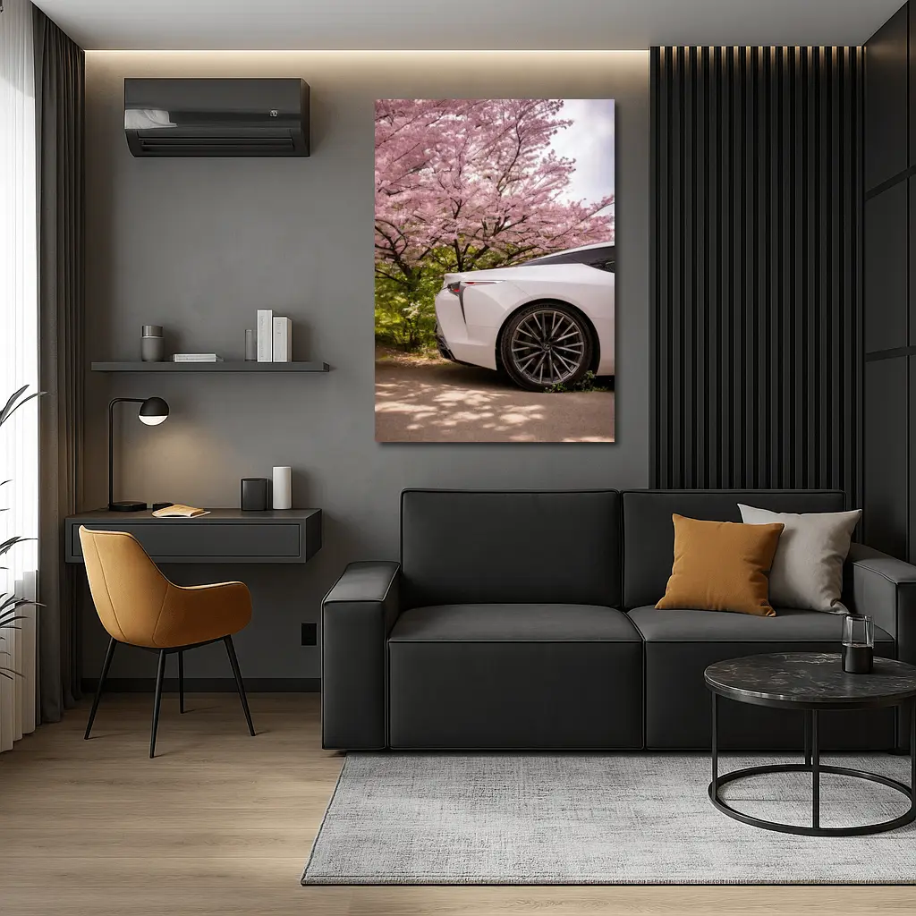 Lexus LC White Car Cherry Blossom Trees – Wall Art