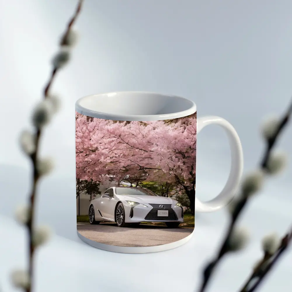 Lexus LC 500h Silver Under Cherry Blossoms – Mugs