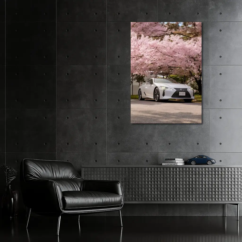 Lexus LC 500h Silver Under Cherry Blossoms – Wall Art