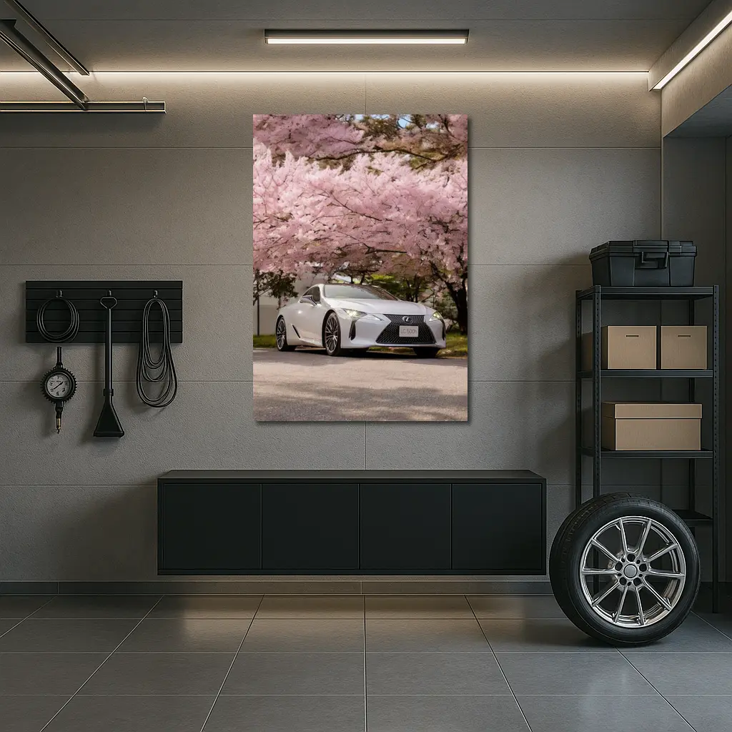 Lexus LC 500h Silver Under Cherry Blossoms – Wall Art
