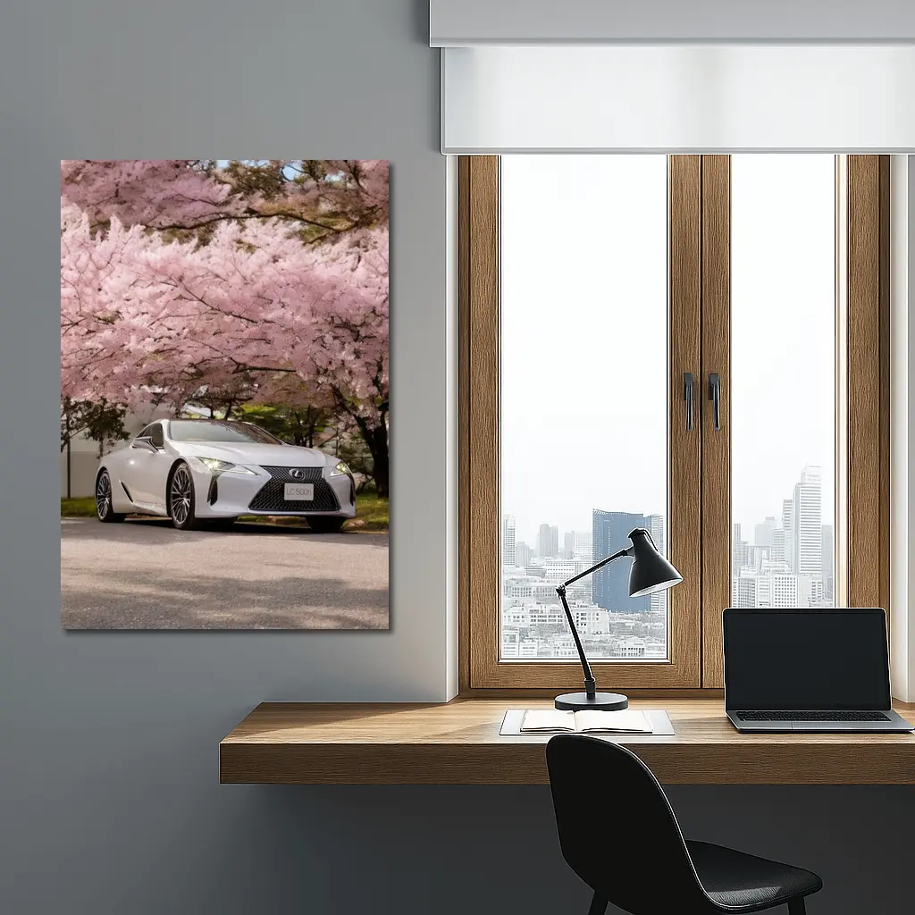Lexus LC 500h Silver Under Cherry Blossoms – Wall Art