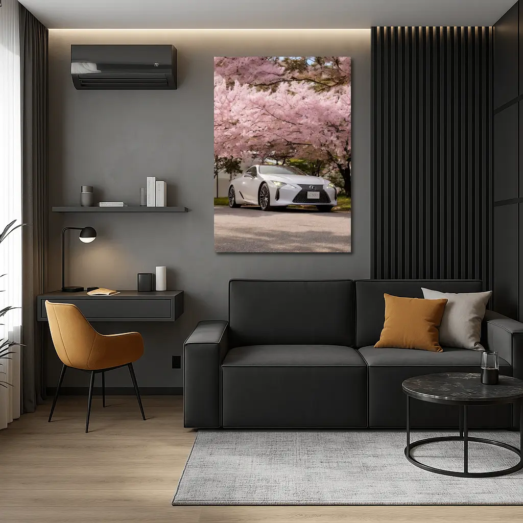 Lexus LC 500h Silver Under Cherry Blossoms – Wall Art