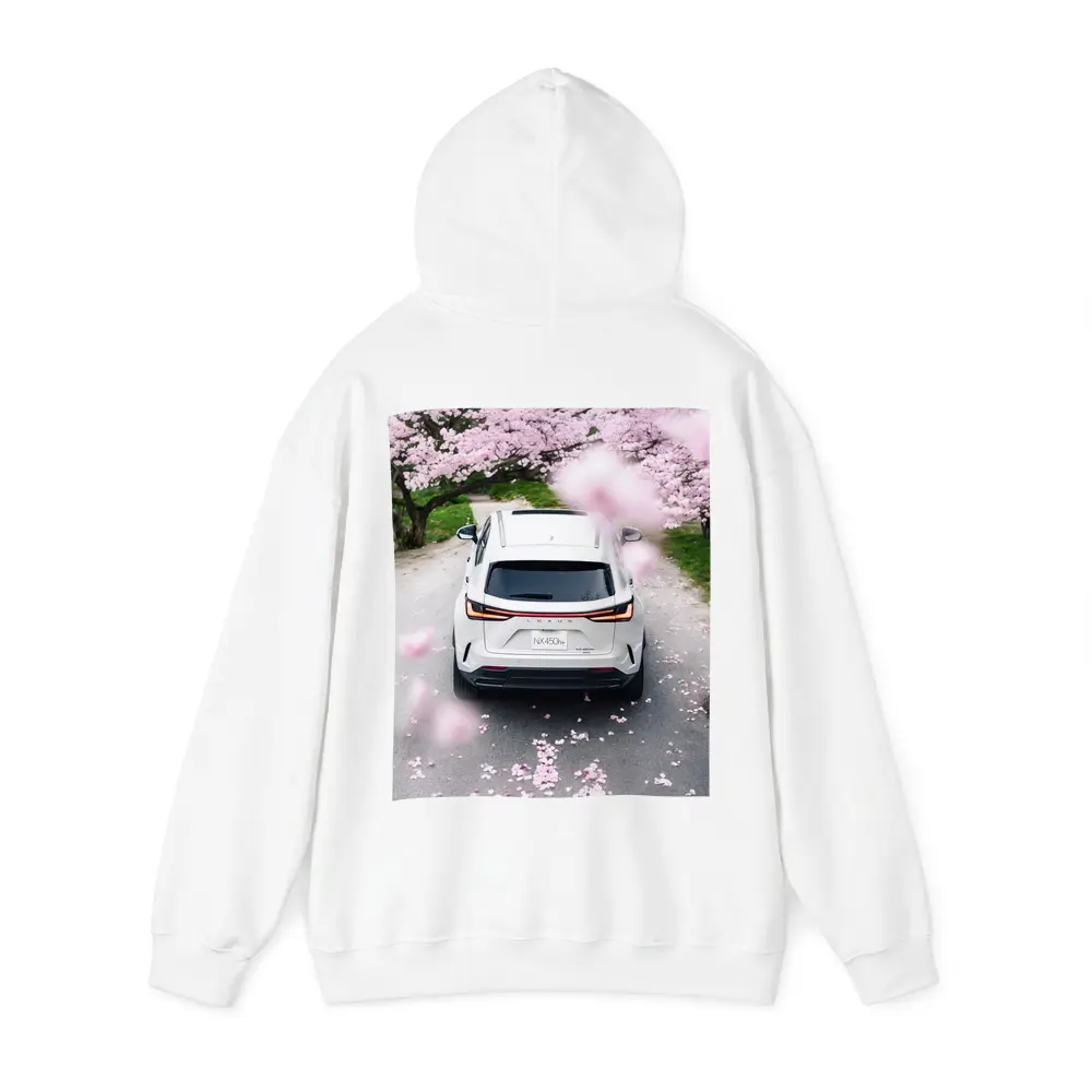 Lexus NX White SUV Cherry Blossom Road – Hoodies
