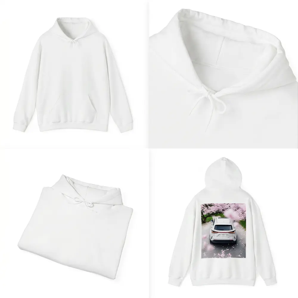 Lexus NX White SUV Cherry Blossom Road – Hoodies