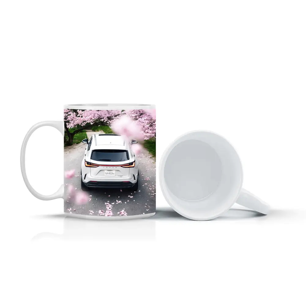 Lexus NX White SUV Cherry Blossom Road – Mugs