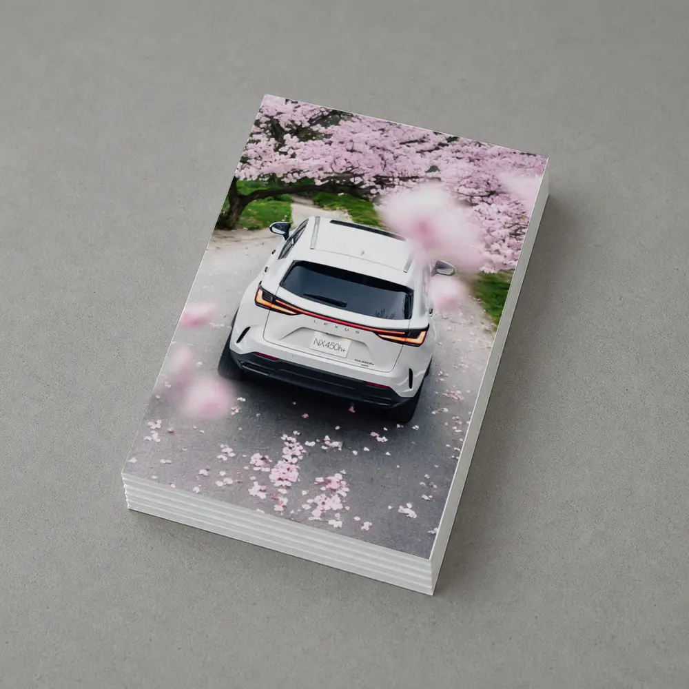 Lexus NX White SUV Cherry Blossom Road – Postcards