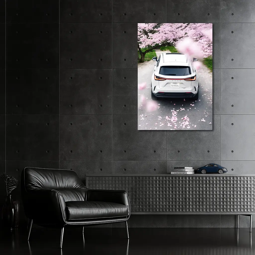 Lexus NX White SUV Cherry Blossom Road – Wall Art
