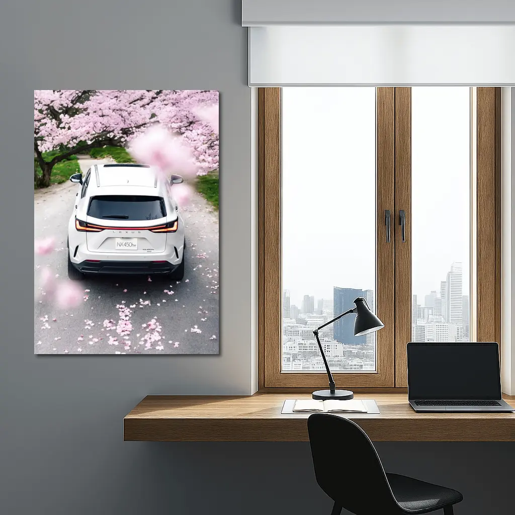 Lexus NX White SUV Cherry Blossom Road – Wall Art