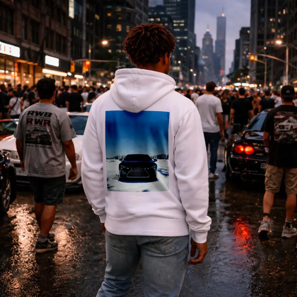 Lexus LC Front View Snow Winter – Hoodies