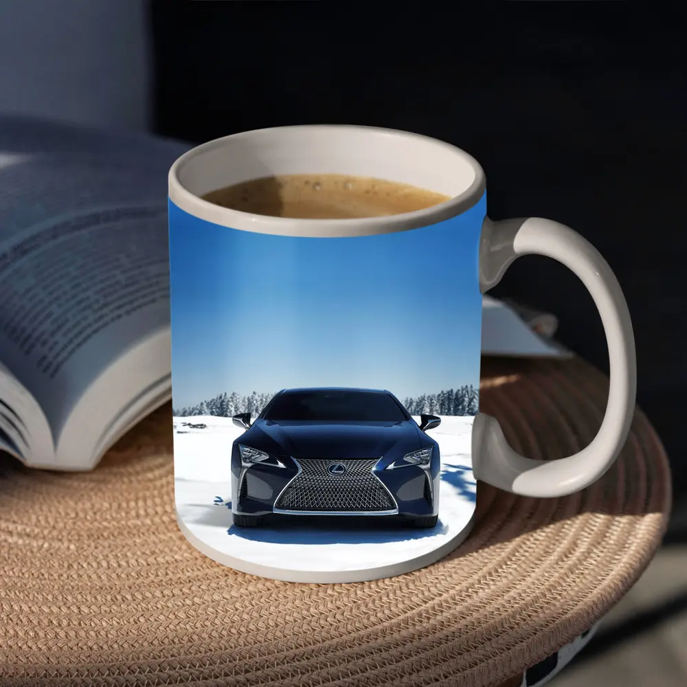 Lexus LC Front View Snow Winter – Mugs
