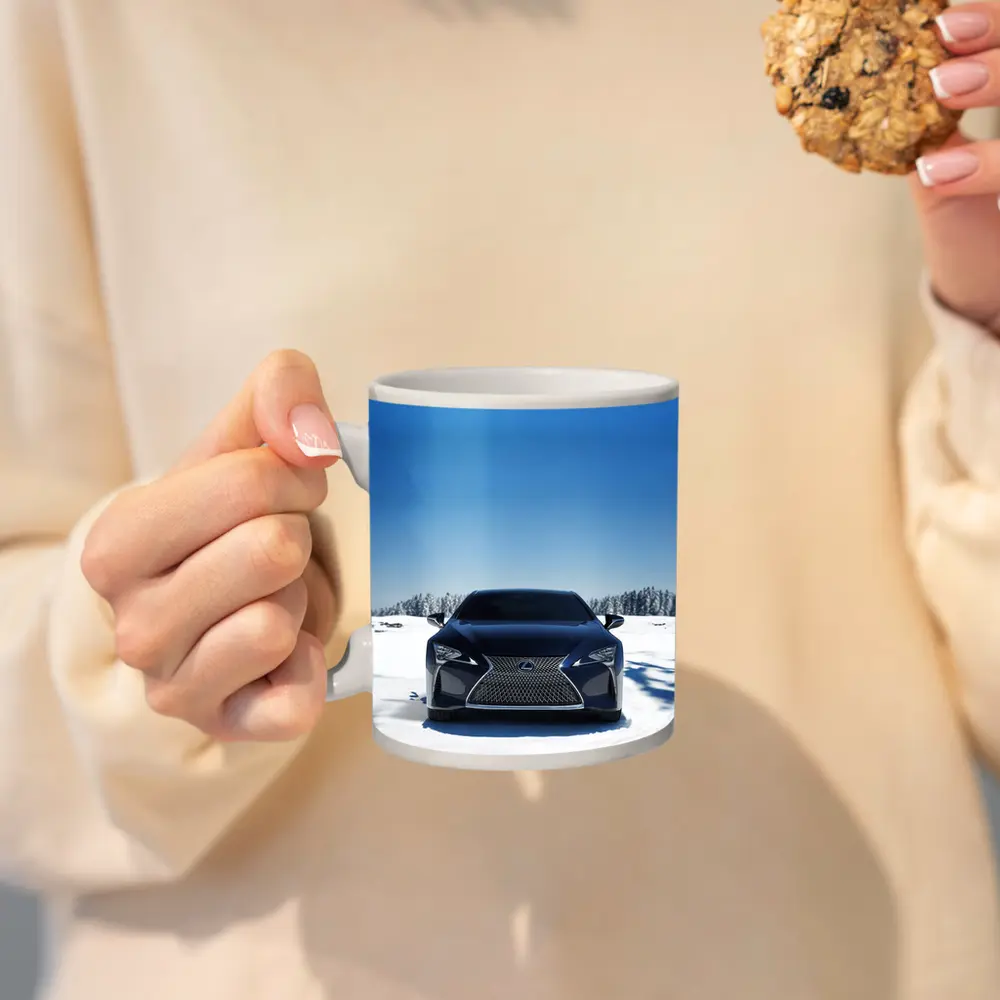 Lexus LC Front View Snow Winter – Mugs