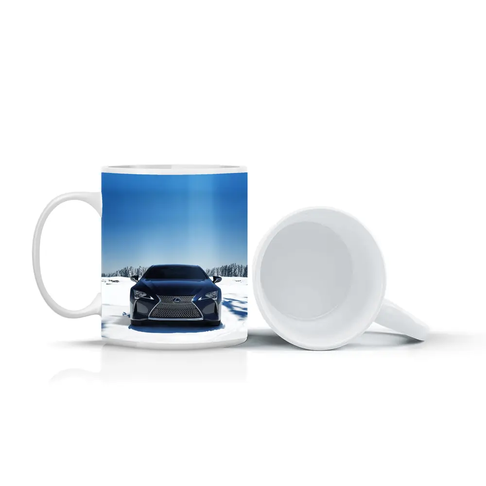 Lexus LC Front View Snow Winter – Mugs