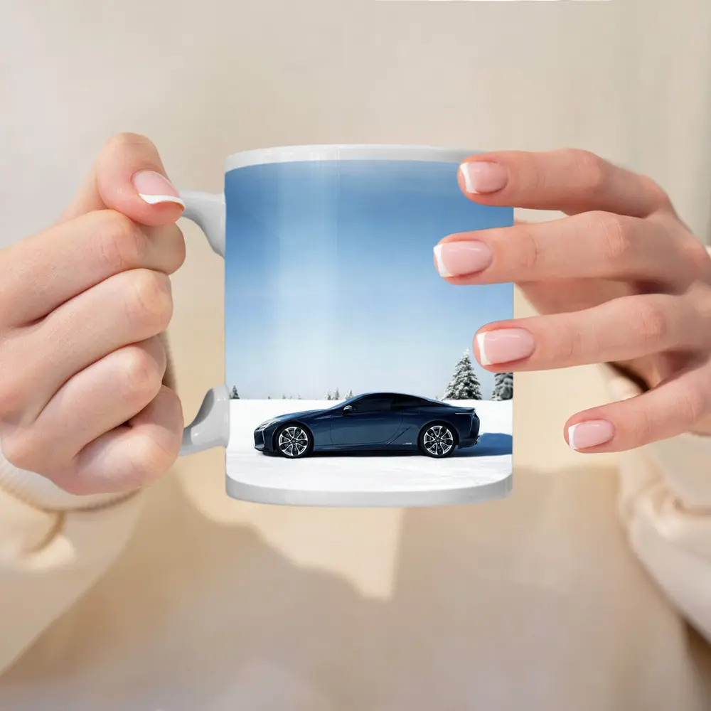 Lexus LC Coupe Blue Snow Winter Scene – Mugs