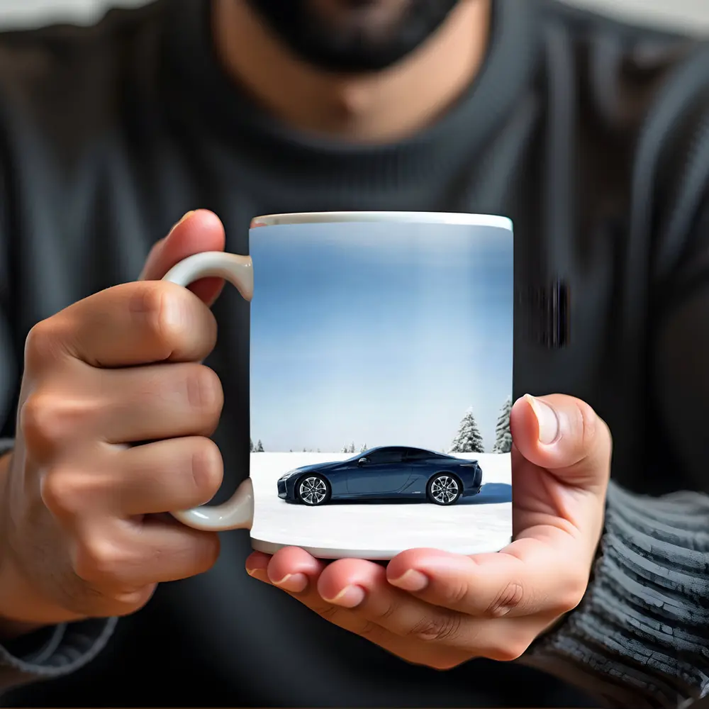 Lexus LC Coupe Blue Snow Winter Scene – Mugs