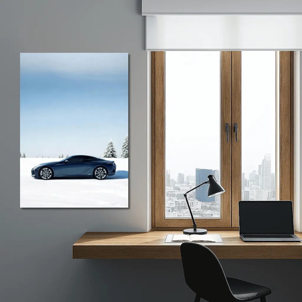 Lexus LC Coupe Blue Snow Winter Scene – Wall Art