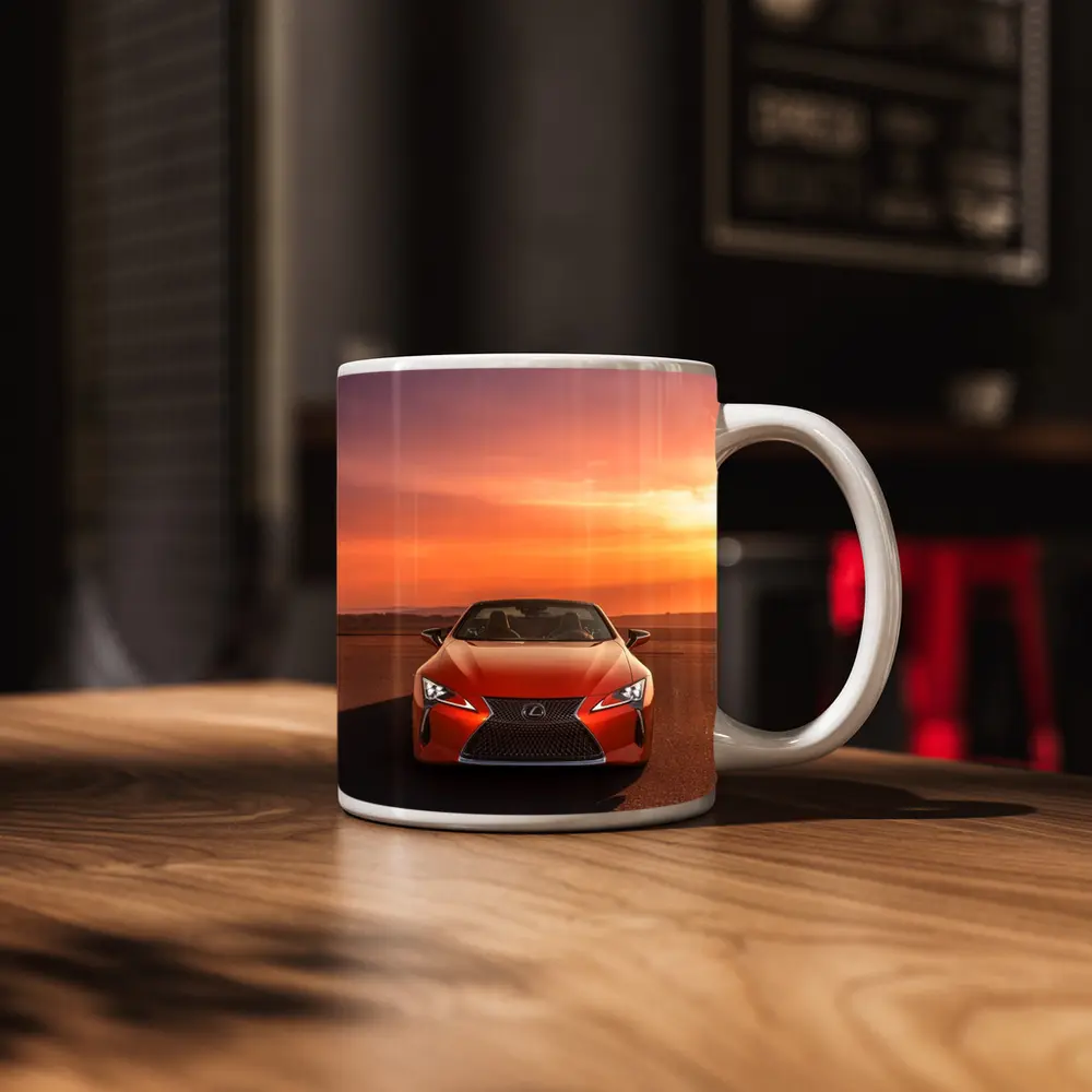 Lexus LC Convertible Orange Sunset Sky – Mugs