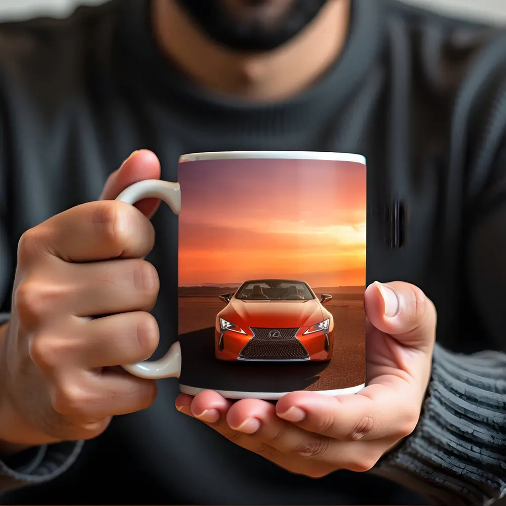 Lexus LC Convertible Orange Sunset Sky – Mugs