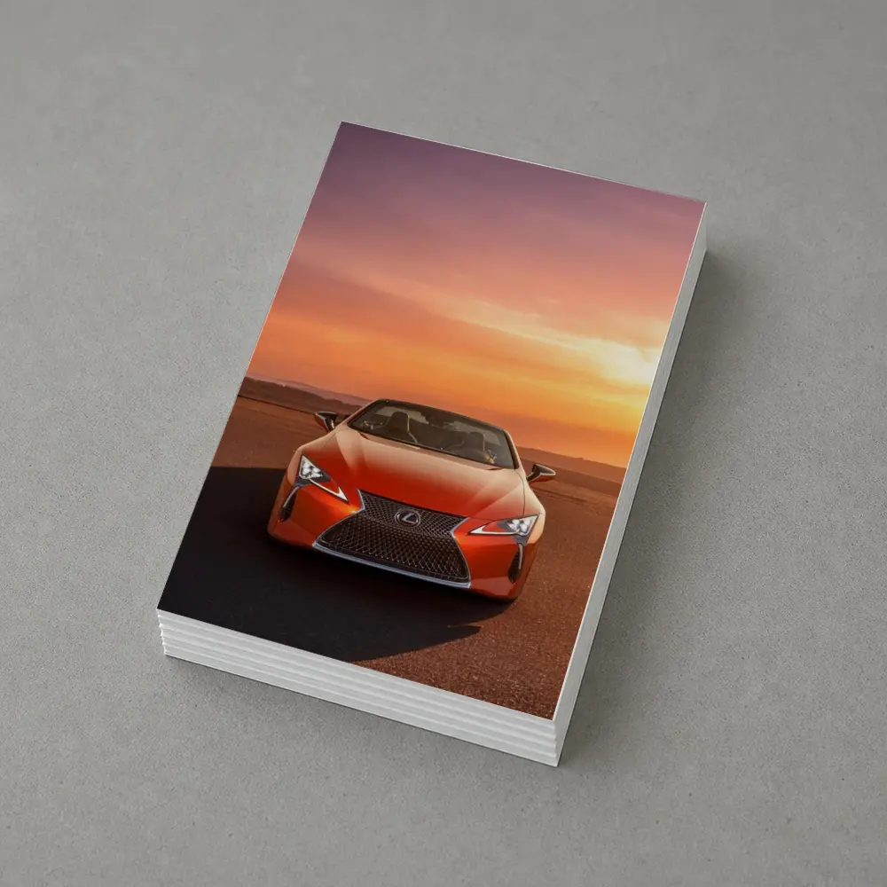 Lexus LC Convertible Orange Sunset Sky – Postcards