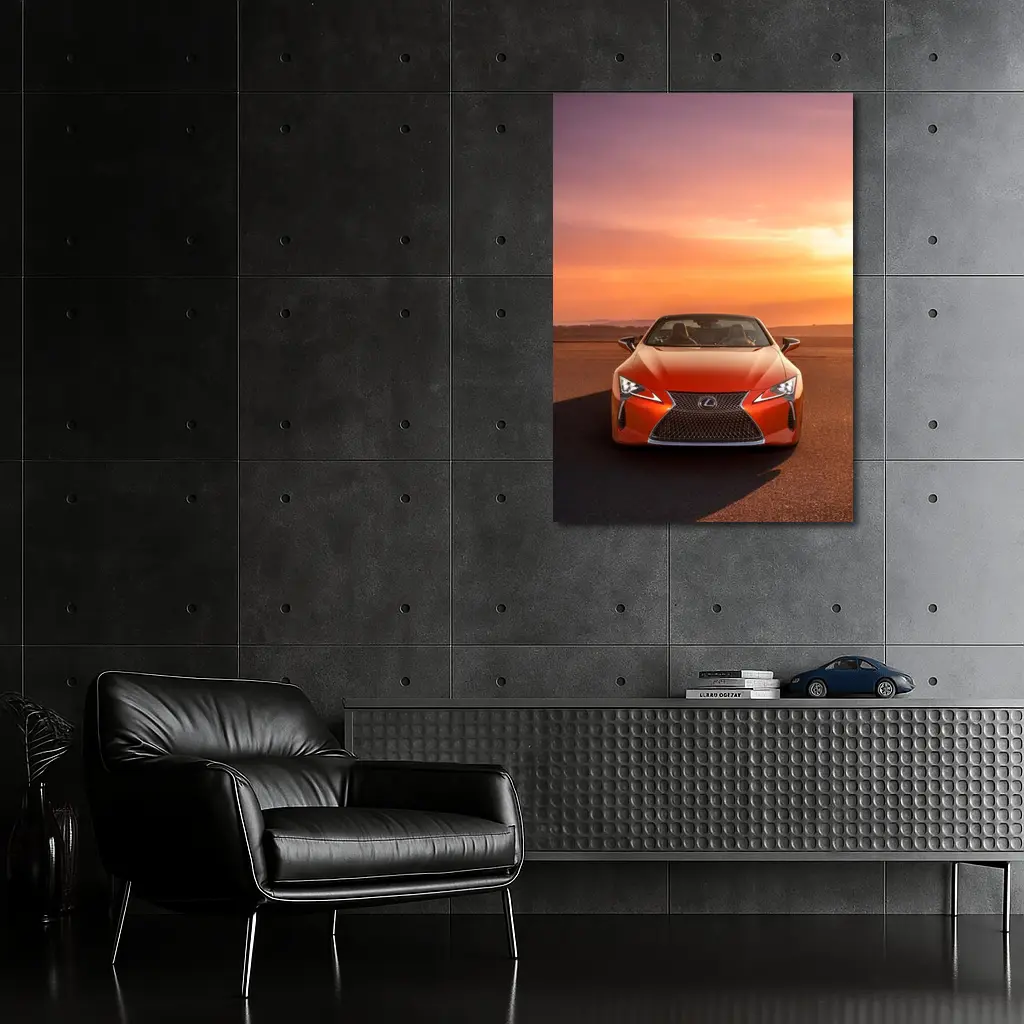 Lexus LC Convertible Orange Sunset Sky – Wall Art