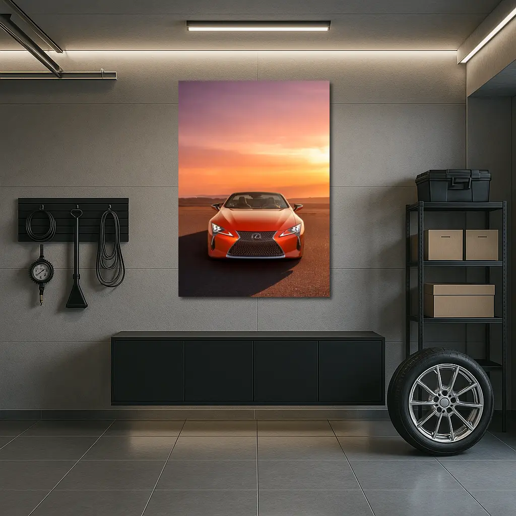 Lexus LC Convertible Orange Sunset Sky – Wall Art