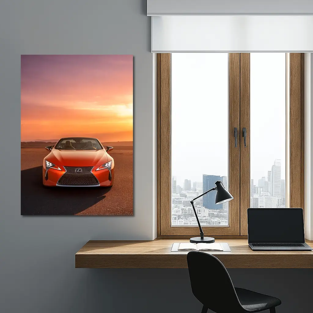 Lexus LC Convertible Orange Sunset Sky – Wall Art