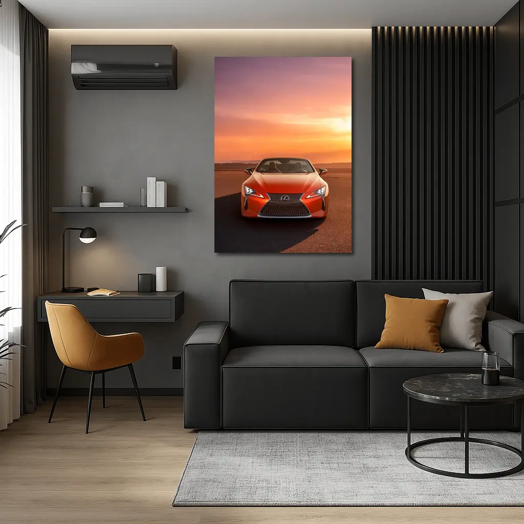 Lexus LC Convertible Orange Sunset Sky – Wall Art