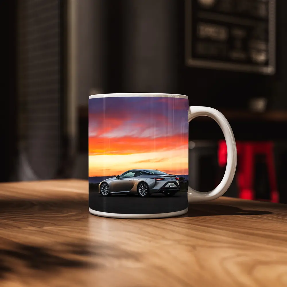 Lexus LC Coupe Parked at Sunset – Mugs