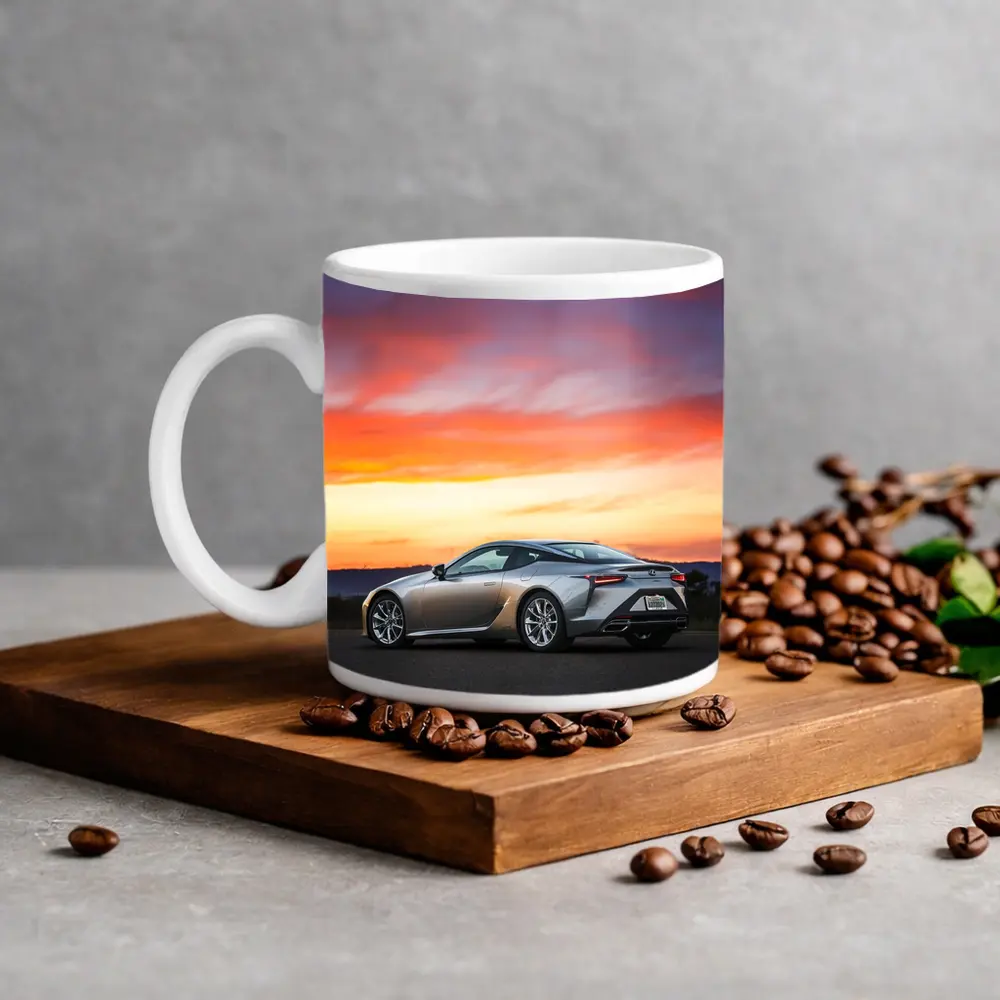 Lexus LC Coupe Parked at Sunset – Mugs