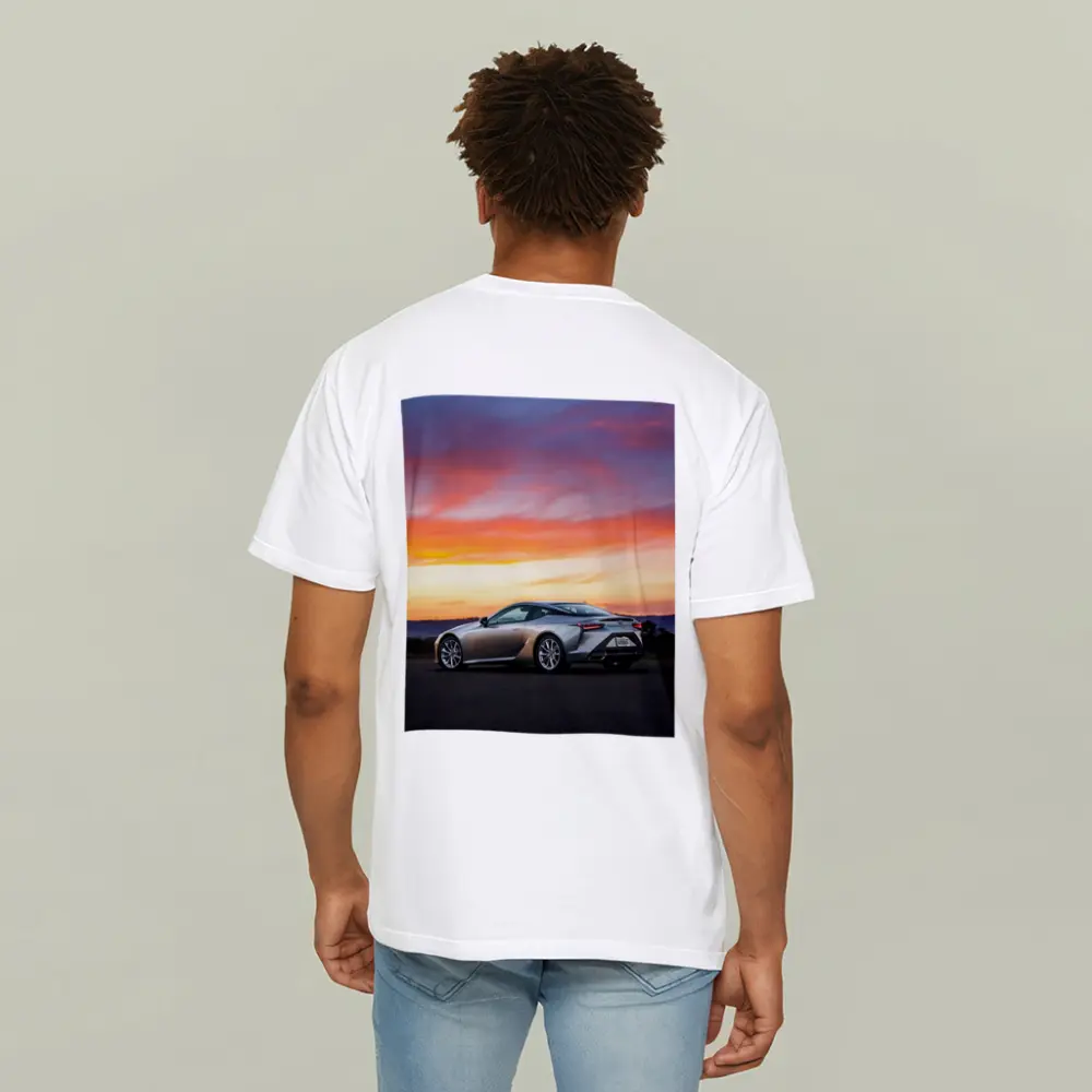 Lexus LC Coupe Parked at Sunset – T-Shirts