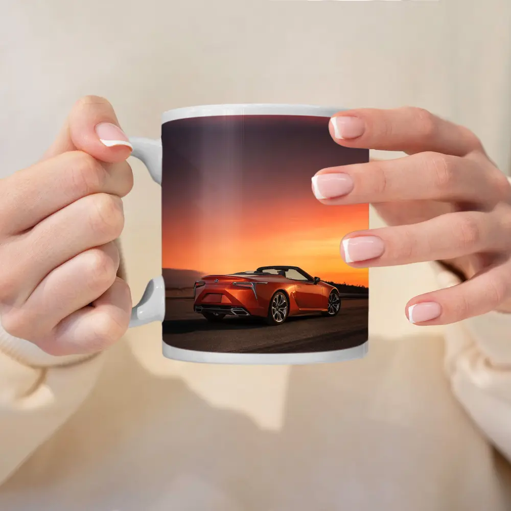 Lexus LC Convertible Orange Sunset Sky – Mugs