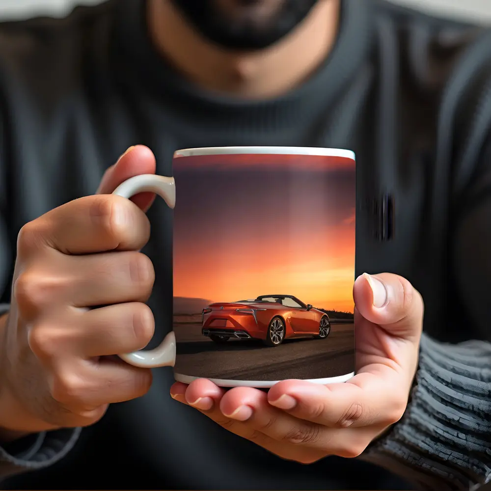 Lexus LC Convertible Orange Sunset Sky – Mugs